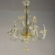 Venetian chandelier in gilded Murano glass, circa 1950