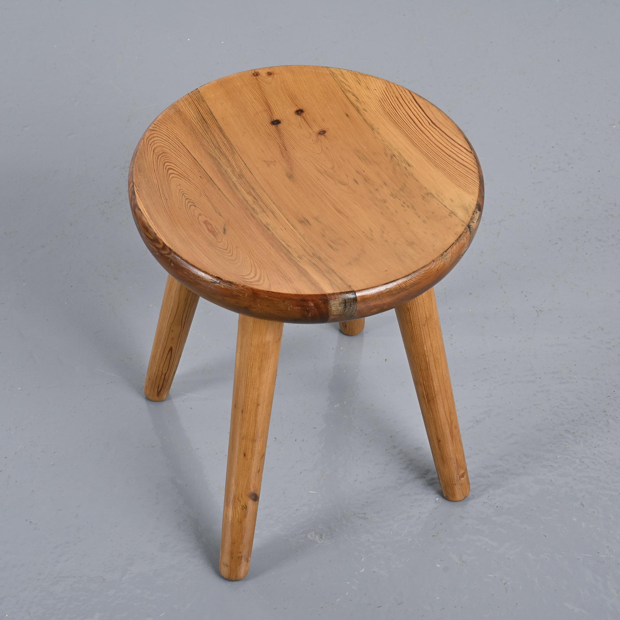 Pine stool by René Martin, France, circa 1965