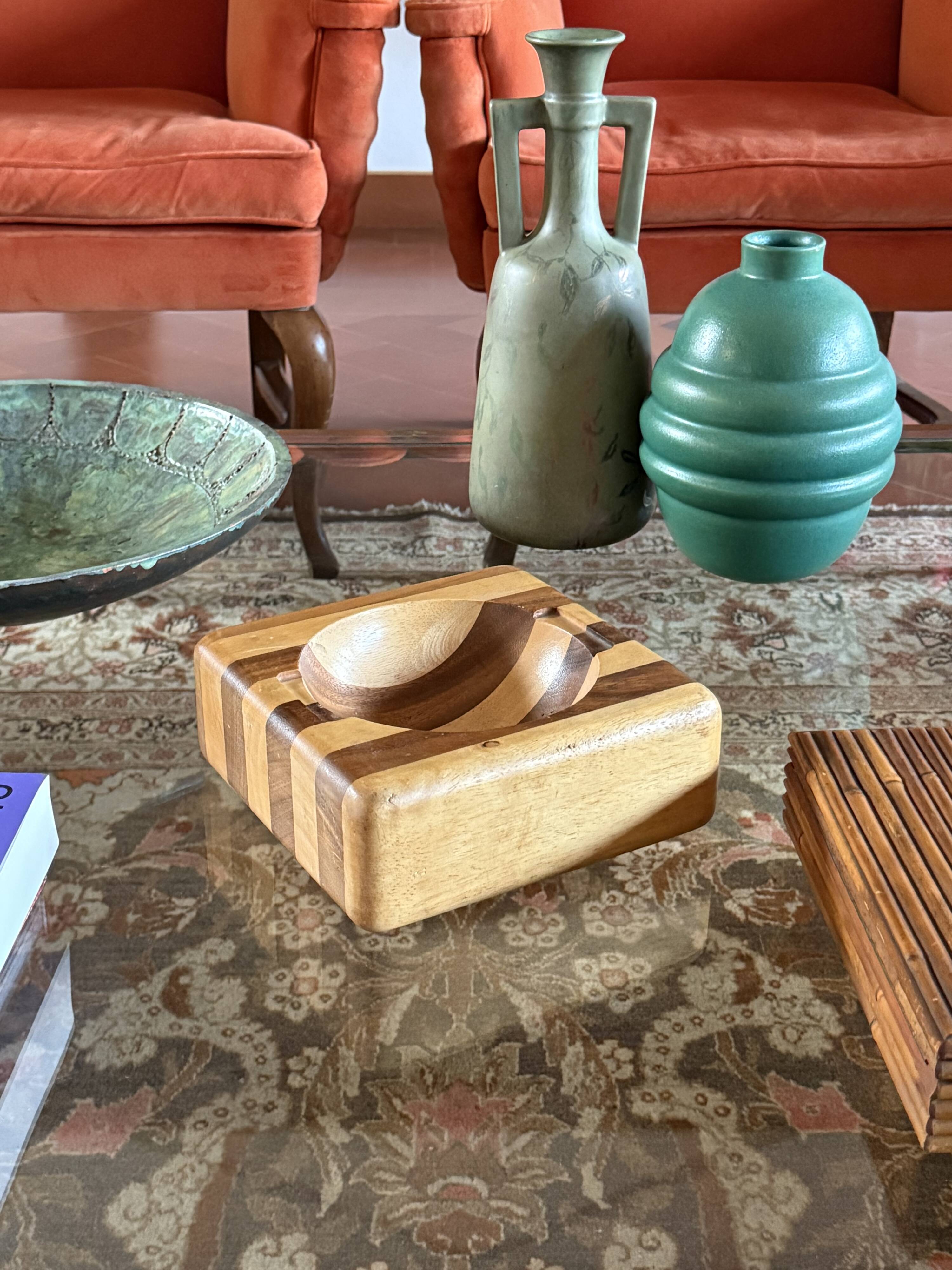 Mid-century wood ashtray / bowl, Italy ca. 1970