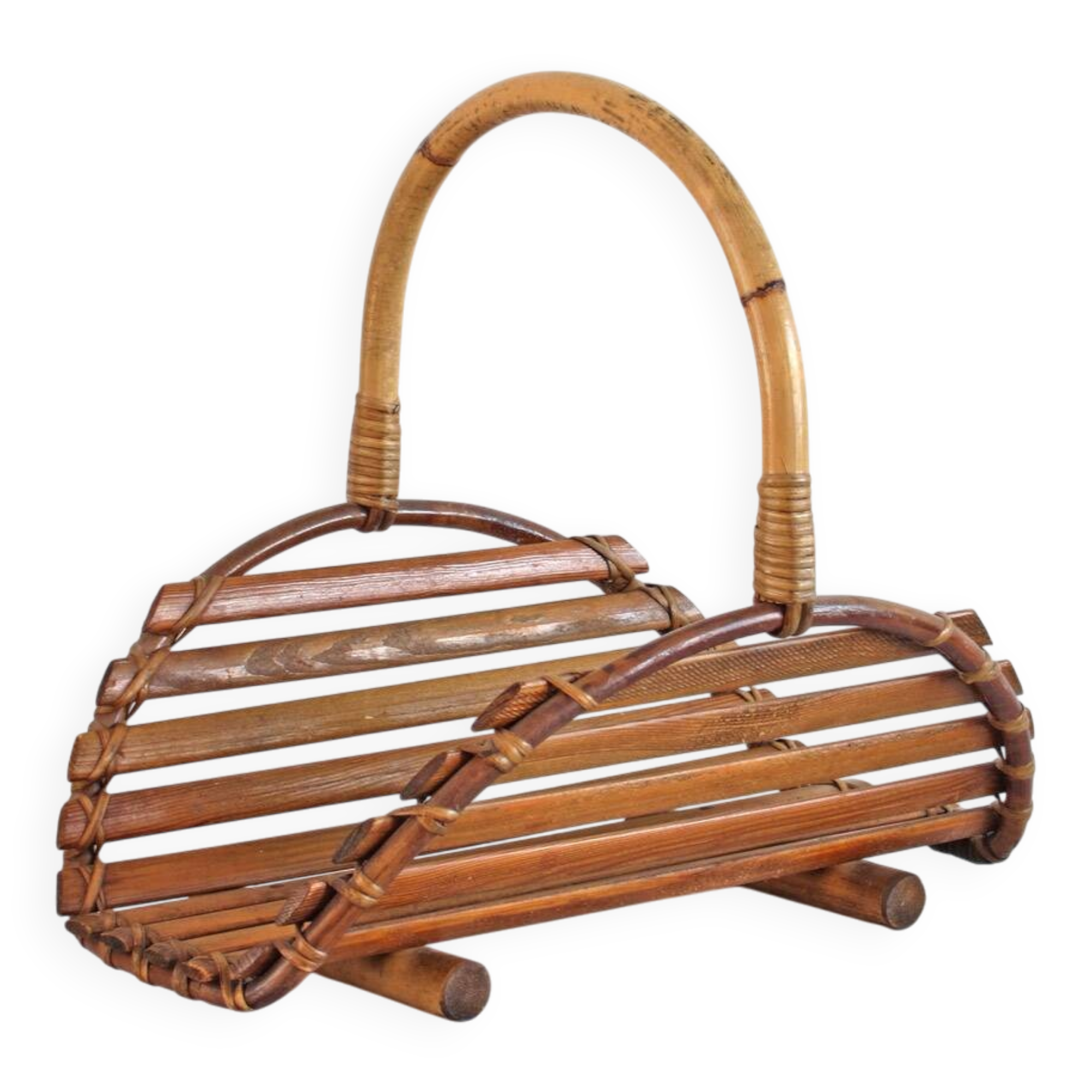 Vintage 1950s Bamboo Japanese Magazine Rack