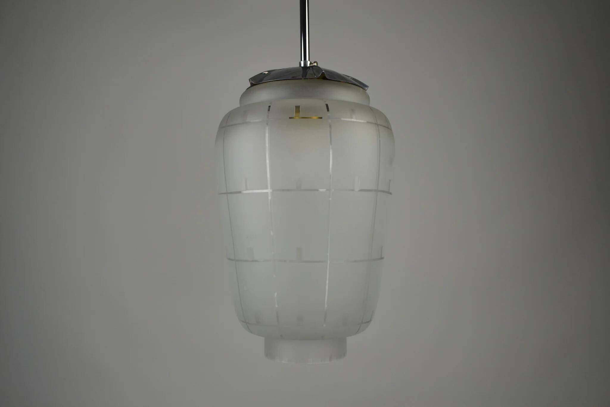 Modernist Pendant or Ceiling Lamp, Glass and Metal, 1930s/1940s, Sweden