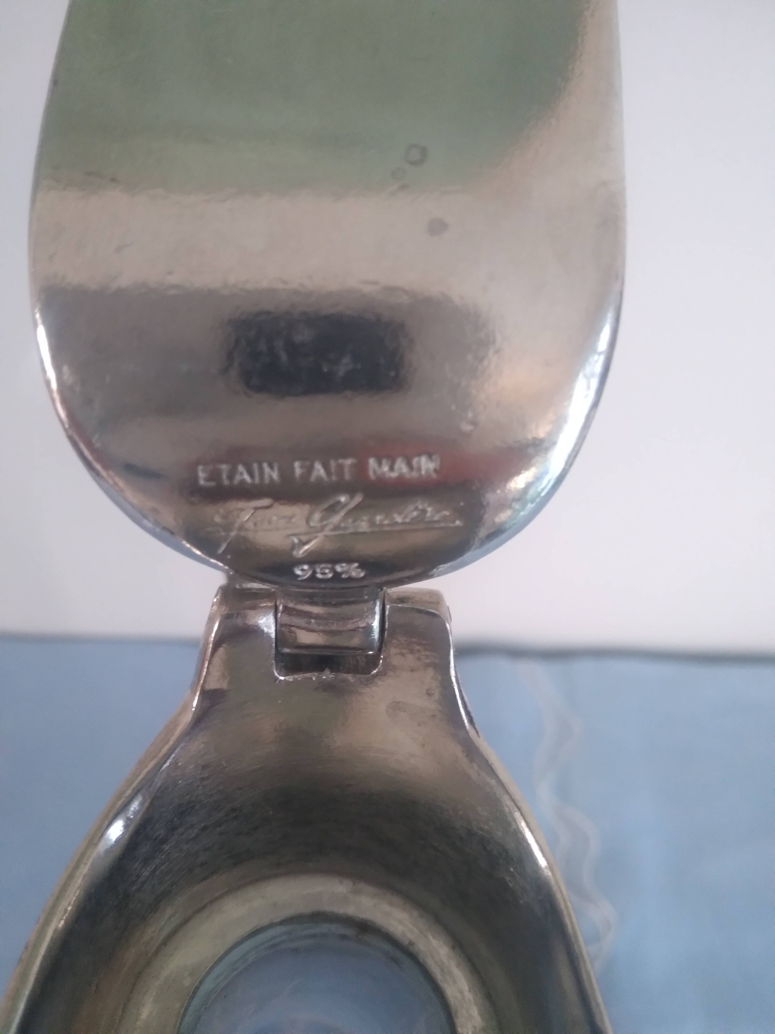 Decanter in pewter and crystal