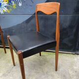 Set of 6 Scandinavian chairs in teak and skai