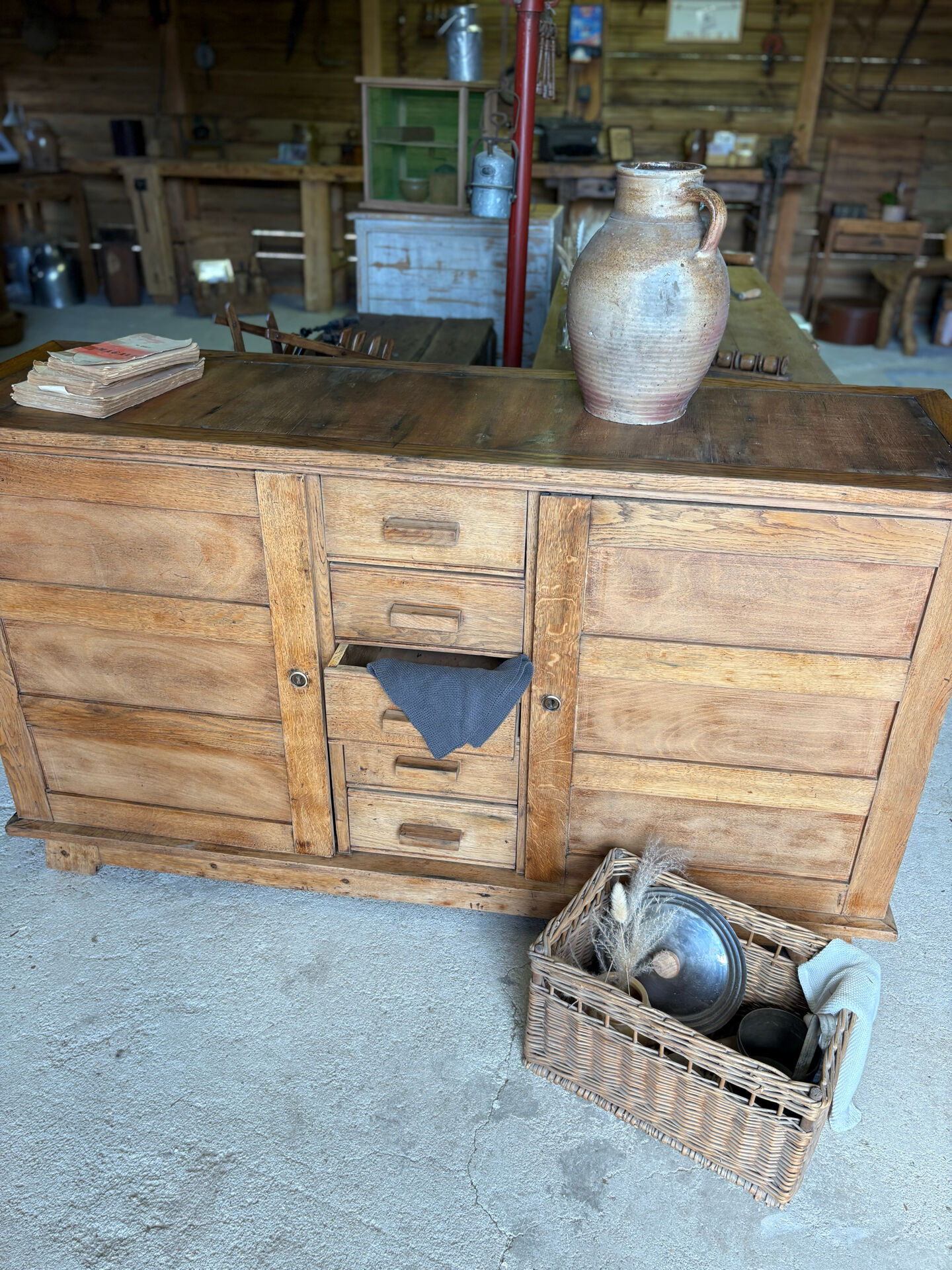 Renovated antique solid wood sideboard