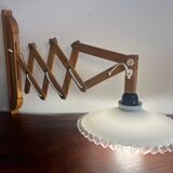Accordion wood wall light with wavy opaline