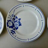 6 assiettes plates, décor bleu, 23 cm