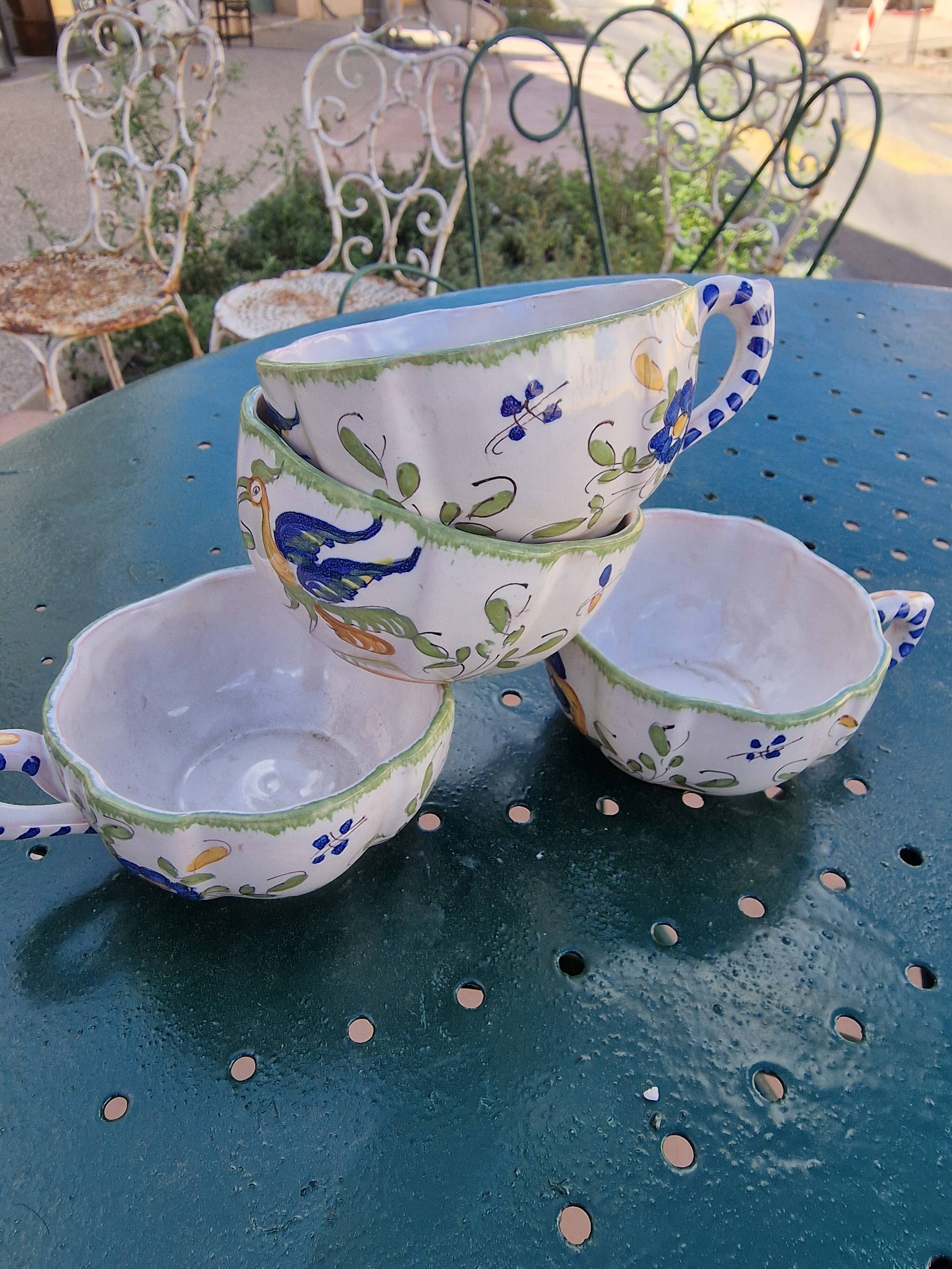 Set of 4 antique hand-painted cups