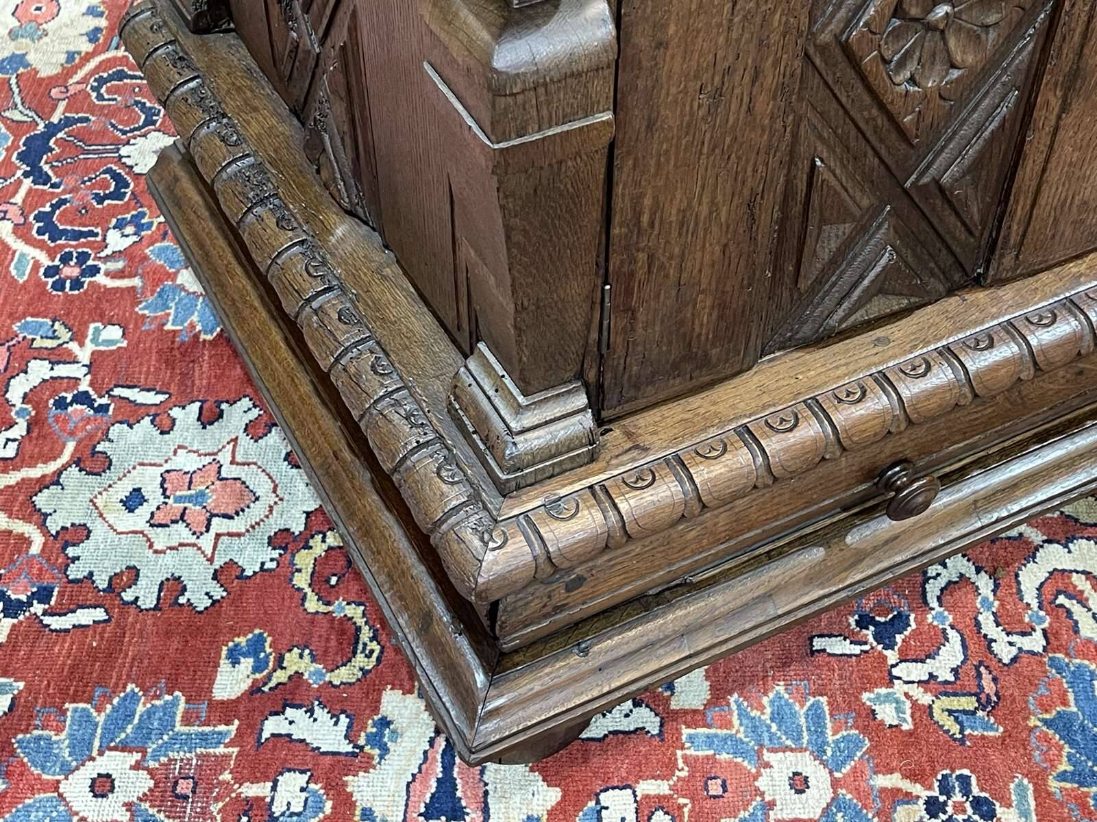 Late 17th century Renaissance oak chest transformed into a sideboard