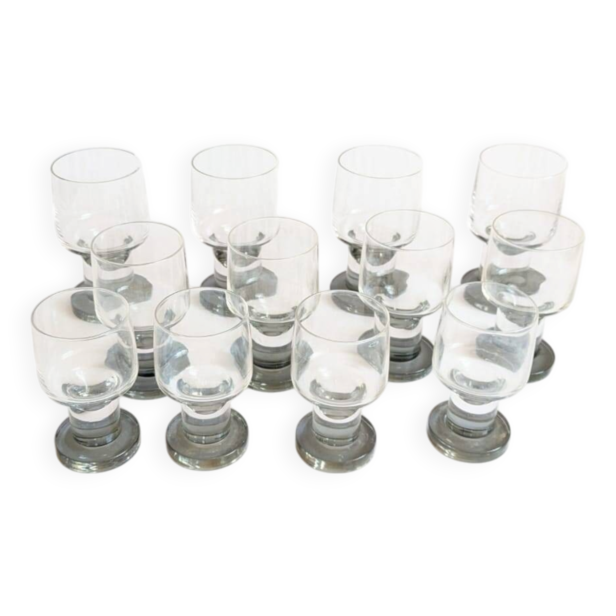 Space age Crystal drinking glasses in three sizes by Bayel, France 1970s