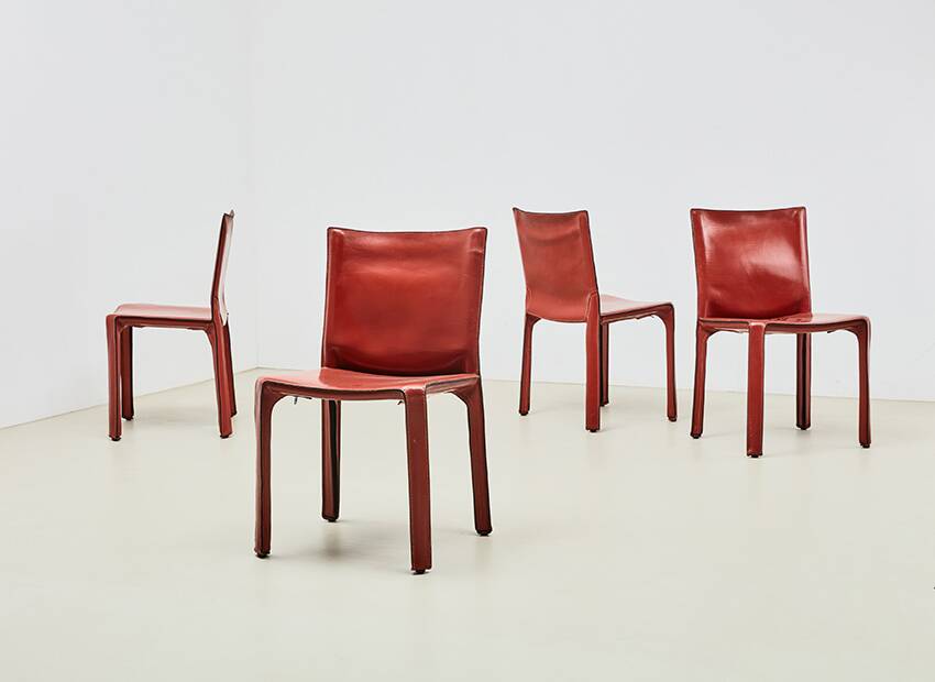 Mario Bellini Set of 4 Cab 412 Dining Chairs for Cassina Italy 1977