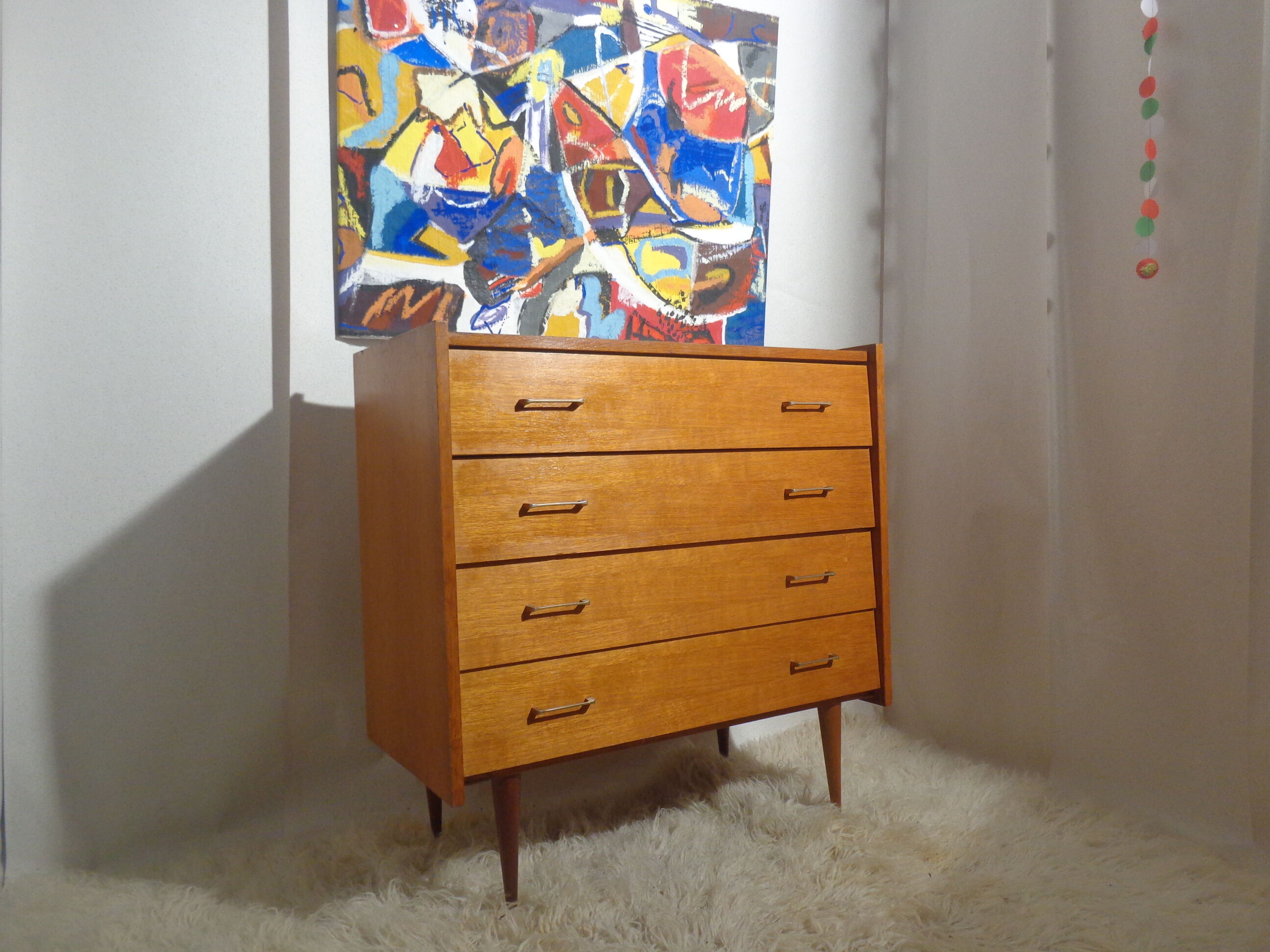 60s light wood chest of drawers