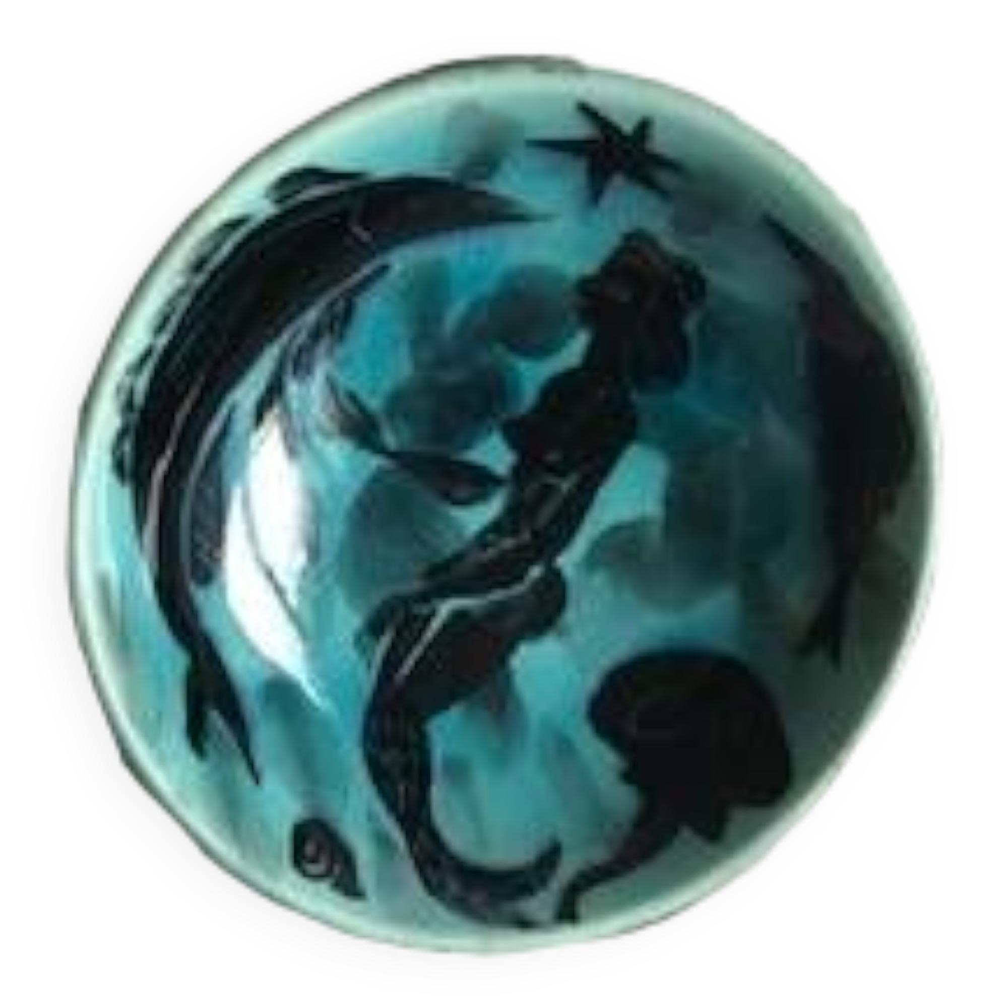 Pretty blue enamel bowl, signed "Courtade 81"