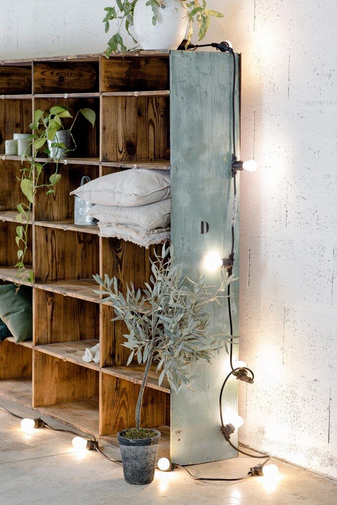 Factory locker cabinet, wood and green