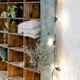 Factory locker cabinet, wood and green