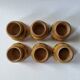 Egg cups in wood with hand-painted floral decoration, handcrafted