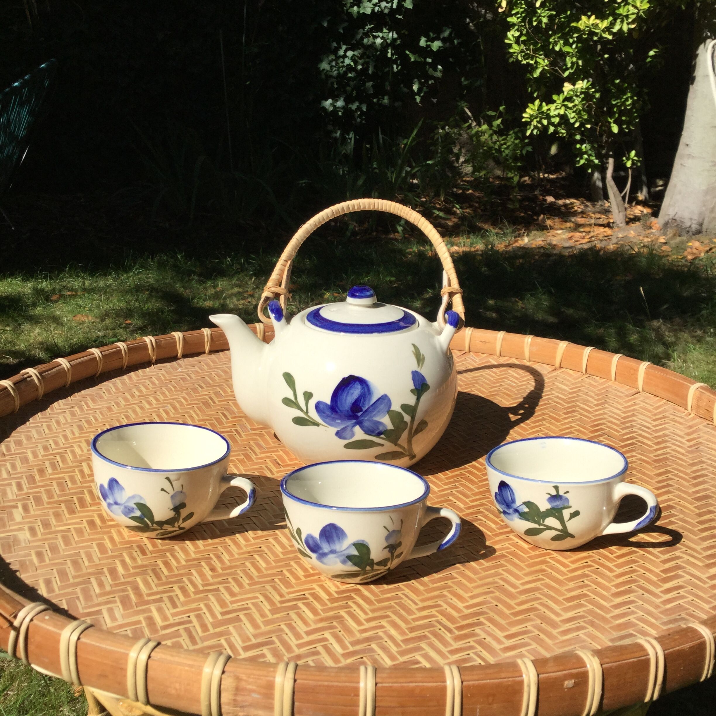 Chinese tea set in porcelain floral pattern