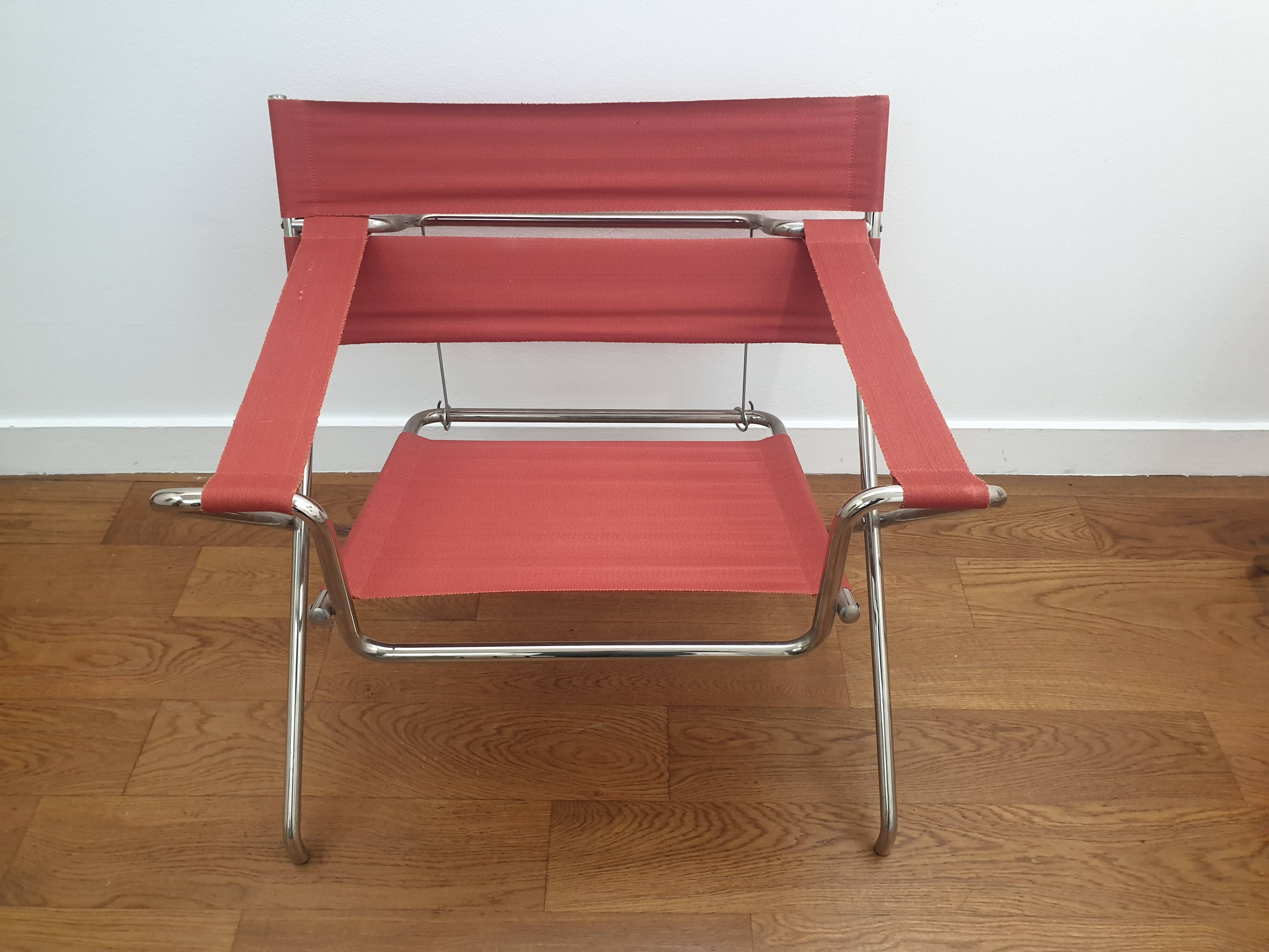 Pair of D4 folding armchairs by Marcel Breuer,  Tecta edition