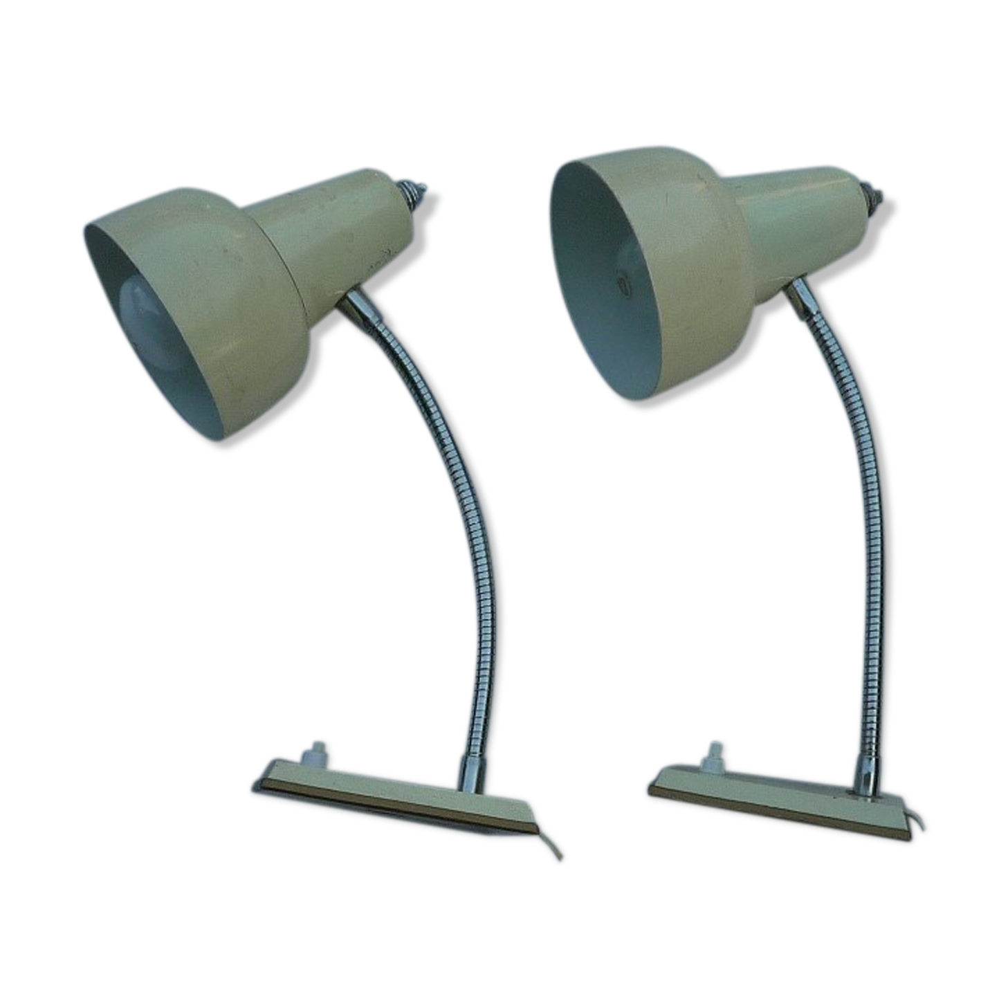 Pair of small 1950s office lamps