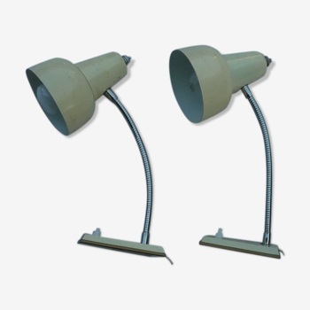 Pair of small 1950s office lamps