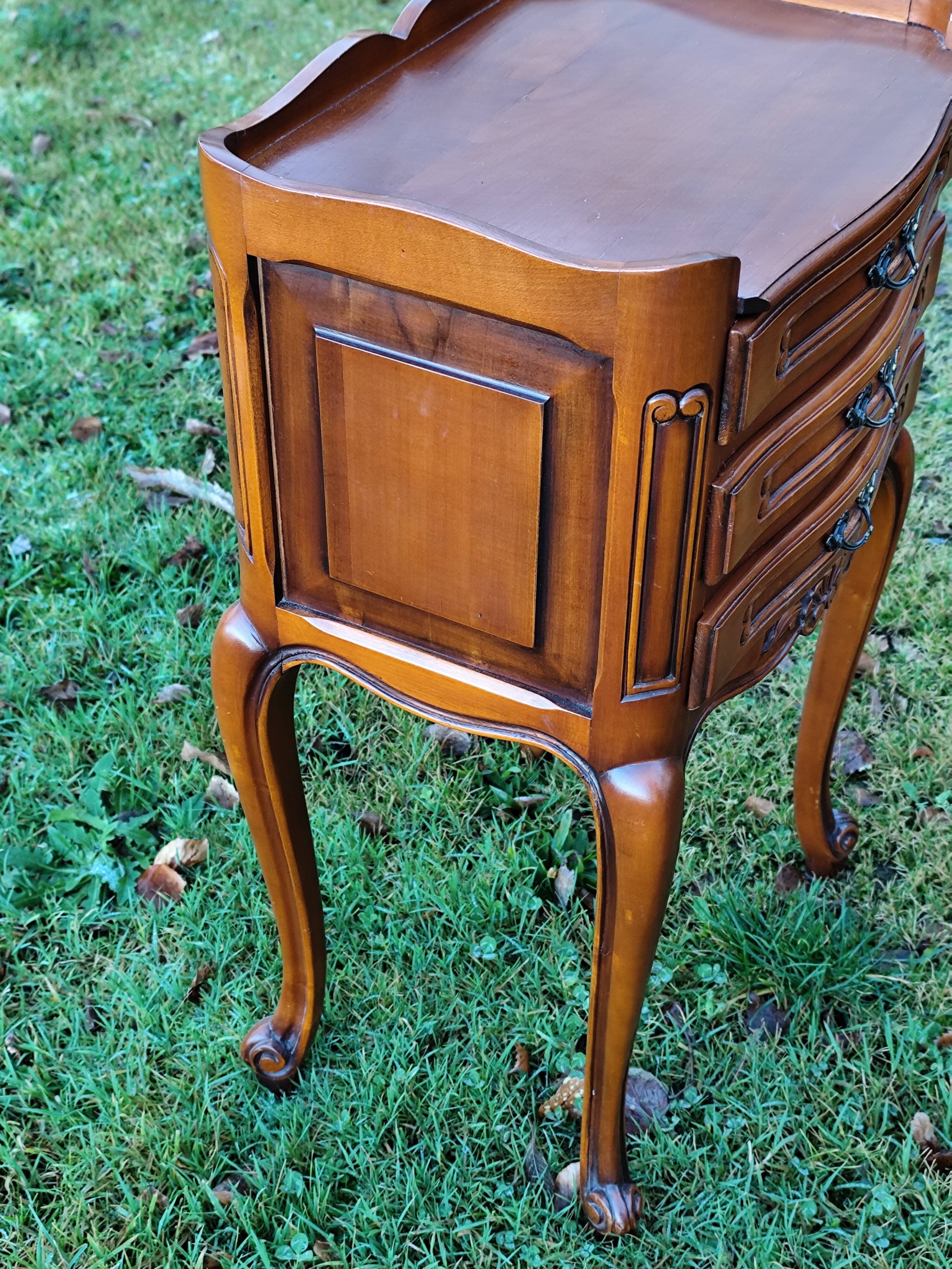 Pair of Louis XV cherry bedside tables - 3 drawer bedside table