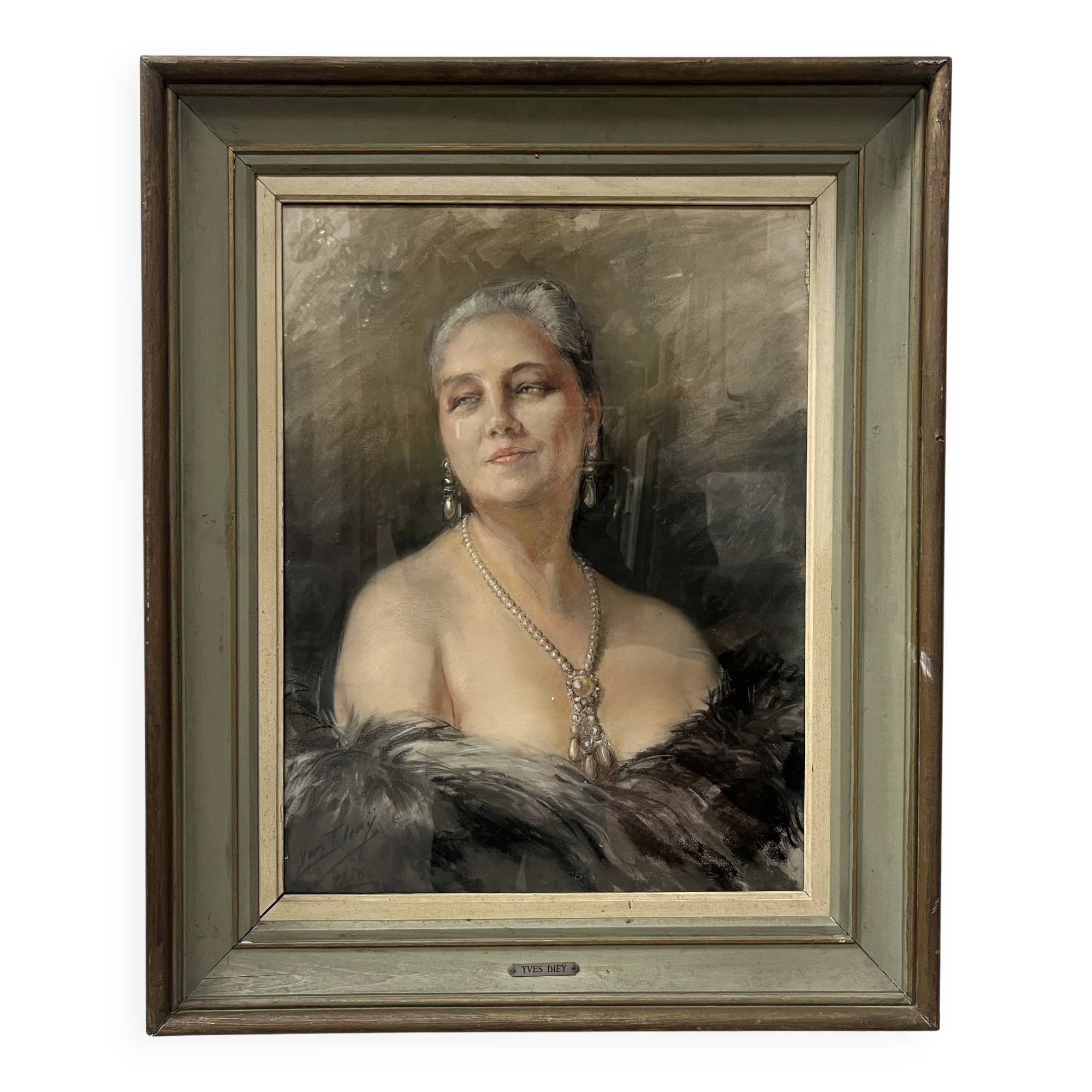 "woman with bare shoulders by yves diey" bust portrait
