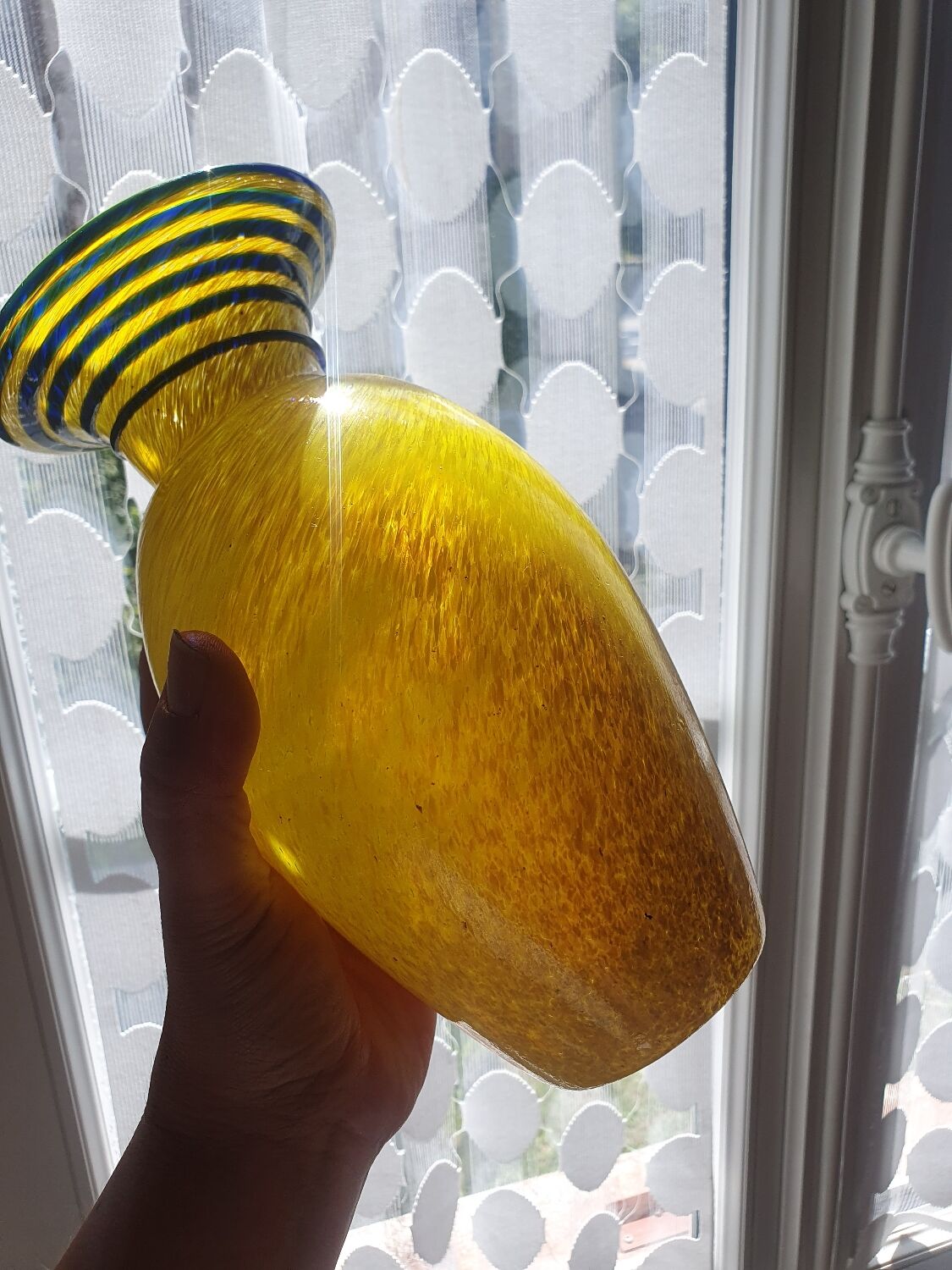 Vintage speckled glass vase from the 50s 60s