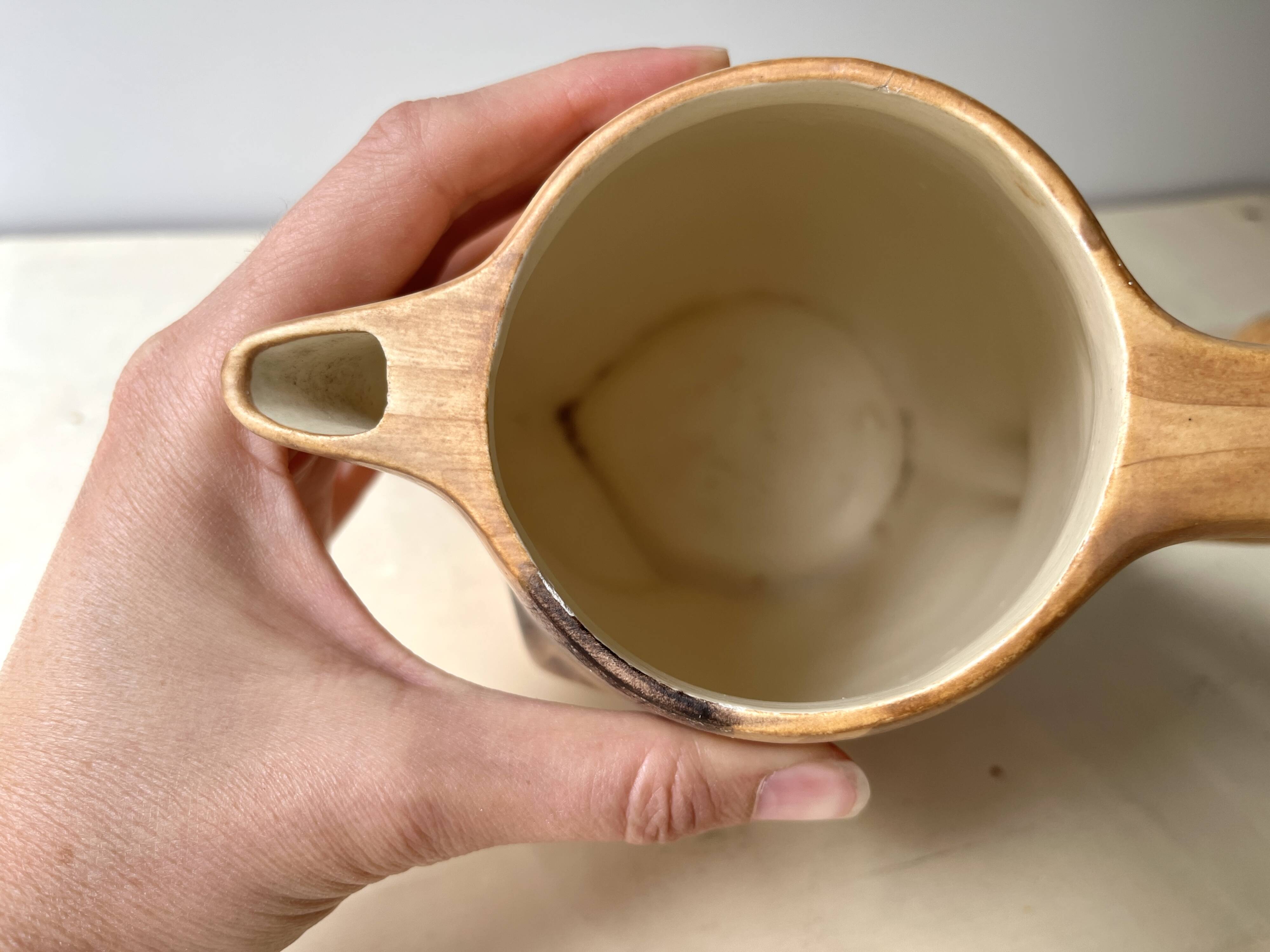 Vintage Grandjean Jourdan Vallauris faux wood coffee maker + sugar bowl