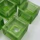 Set of 8 vintage green pressed glass candle holders