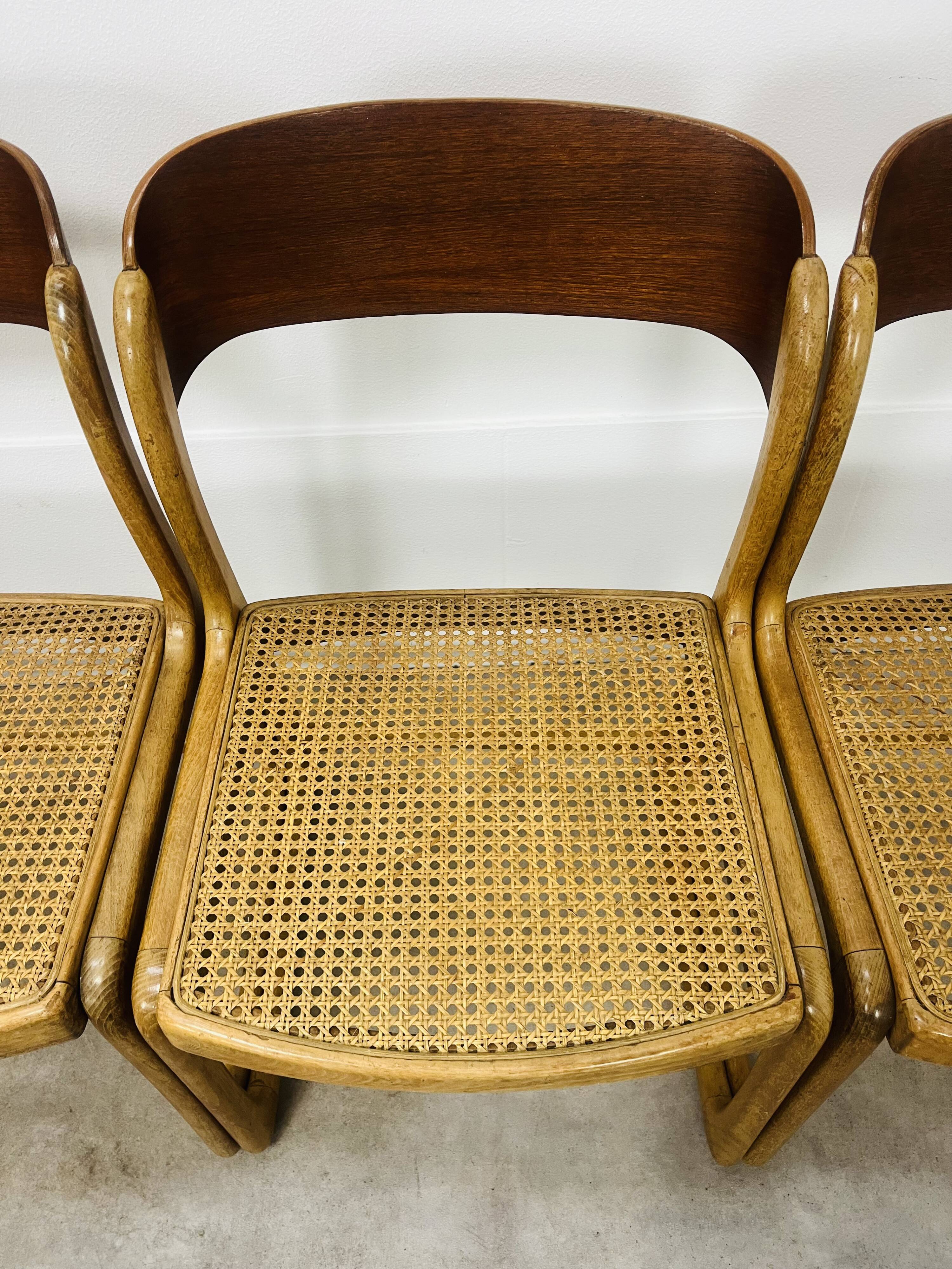 6 Baumann Bémol sled chairs in cane