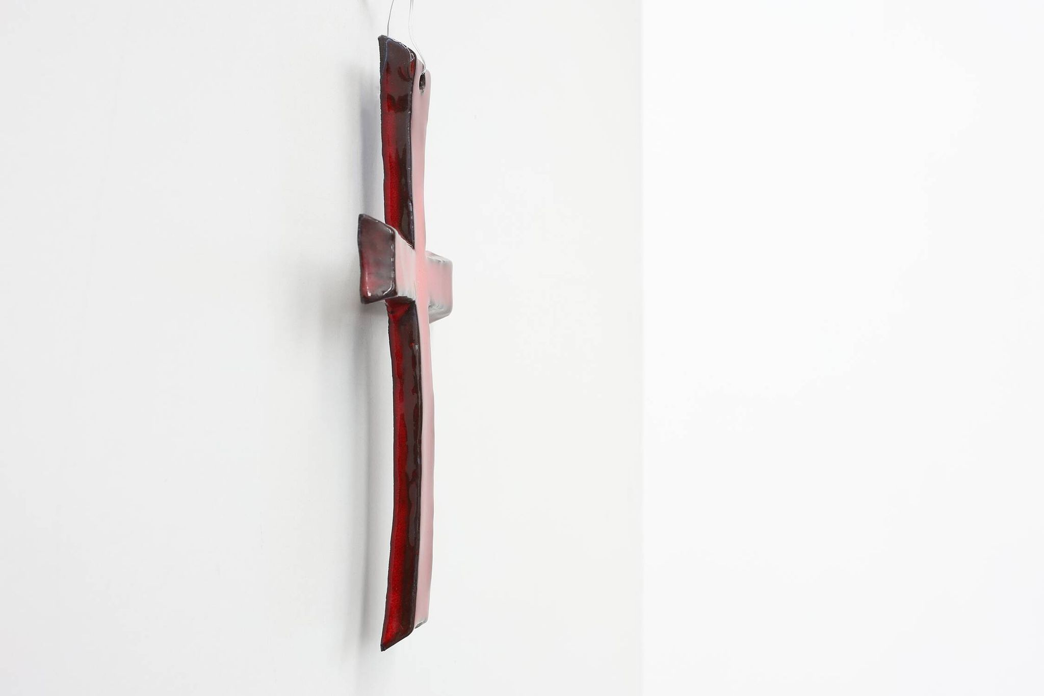 Red glazed ceramic Cross by Vandeweghe for Amphora, Belgium, ca. 1960