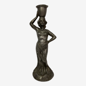 2212889 Art Deco, composition candle holder depicting a woman circa 1930