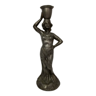 2212889 Art Deco, composition candle holder depicting a woman circa 1930