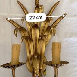 Hans Kögl style 6-arm chandelier in gilded metal, 1970s with two wall lights