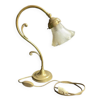 Table lamp – Golden brass and molded glass