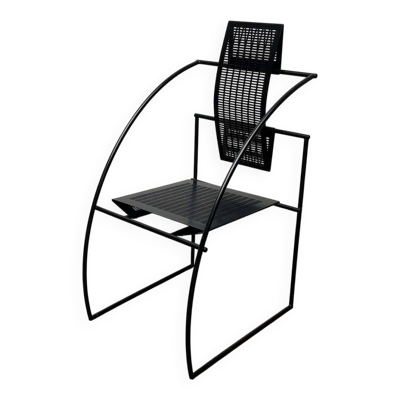 Chaise postmoderne Quinta en métal perforé noir par Mario Botta pour Alias, années 1980