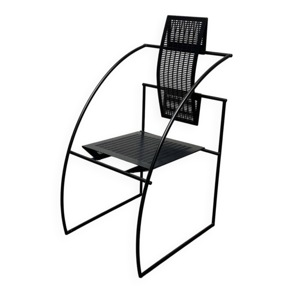 Chaise postmoderne Quinta en métal perforé noir par Mario Botta pour Alias, années 1980