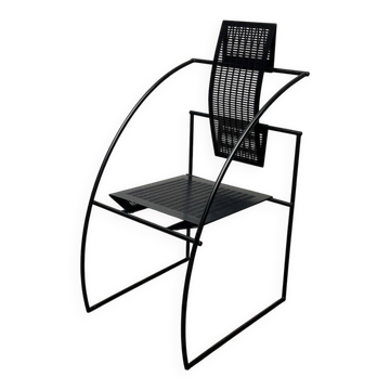 Chaise postmoderne Quinta en métal perforé noir par Mario Botta pour Alias, années 1980