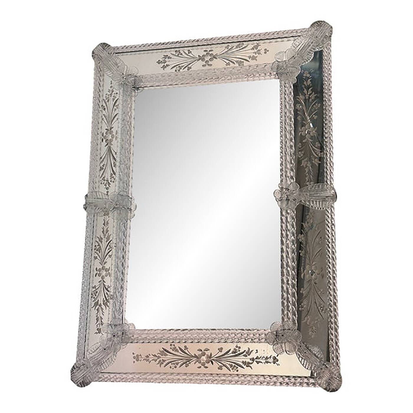Venetian Transparent Hand-Carved Glass Wall Mirror