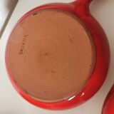 set of 4 red enamelled terracotta casseroles
