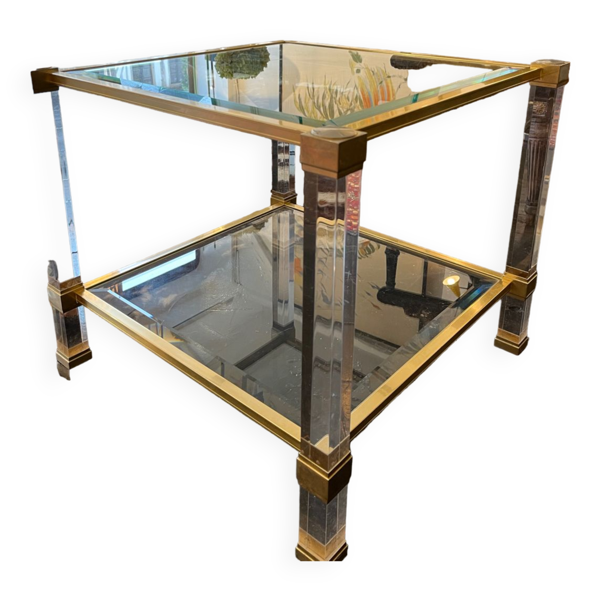 Bout de canape  plexiglas et verre 1960