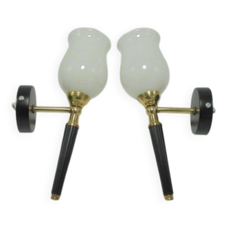 Pair of torch wall lights