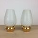 Pair of solid brass and white opaline wall lamps