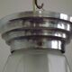 French 1920's-1940's art deco milk glass skyscraper tiered light fixture 3995