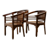 Beech and rattan armchair