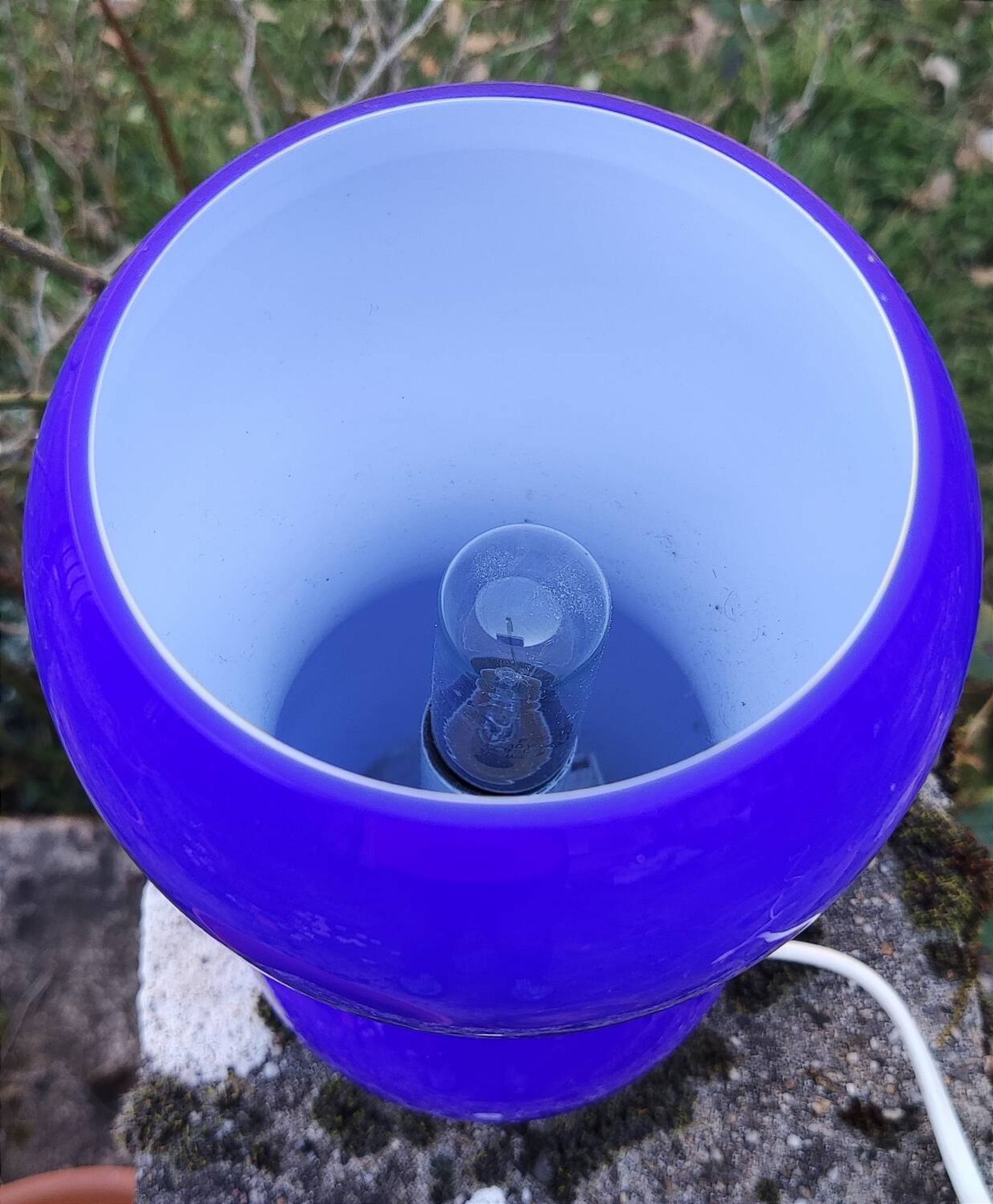 Lampe en verre bleu - Ikea vintage 1990