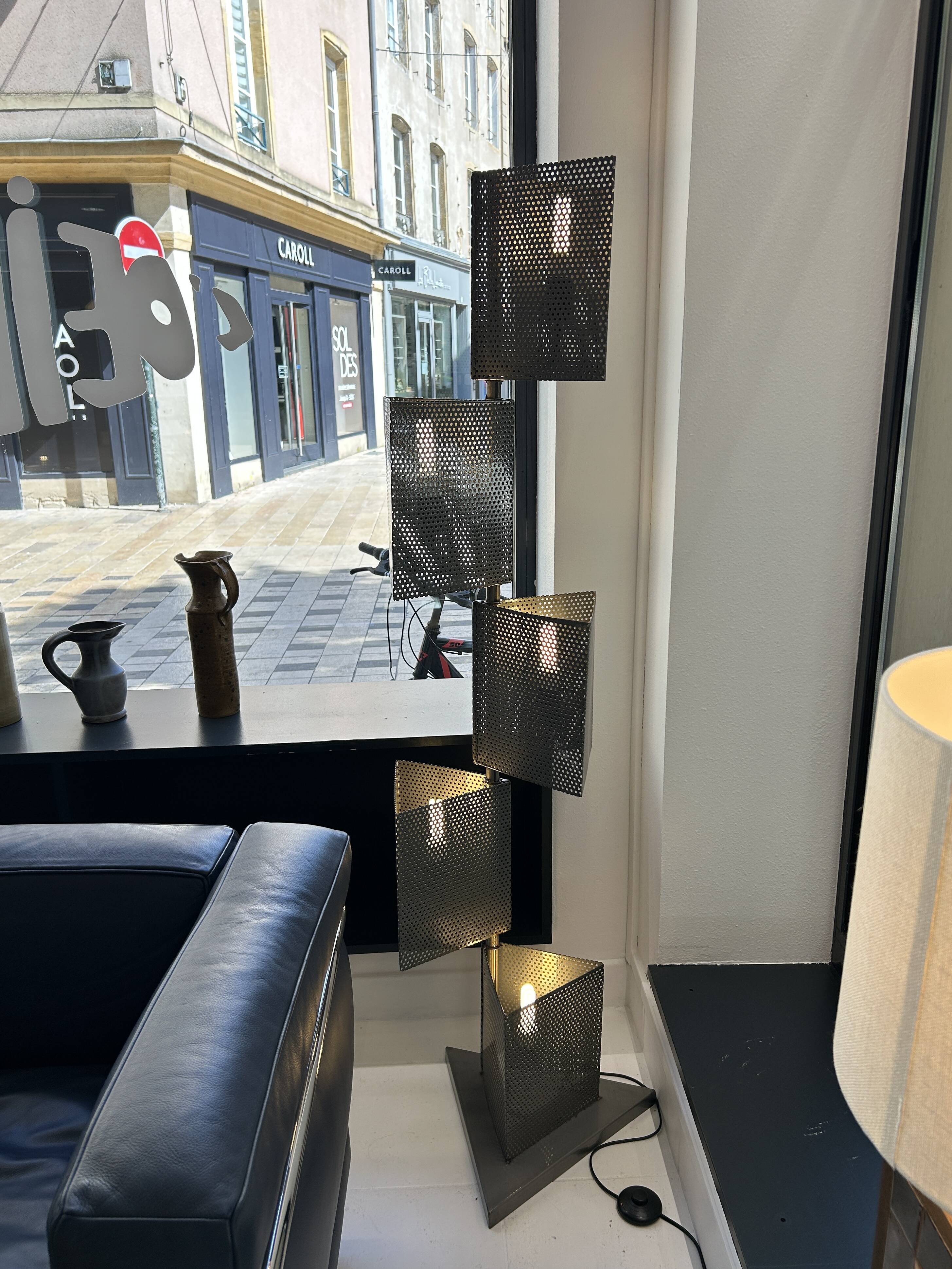 80s perforated metal floor lamp