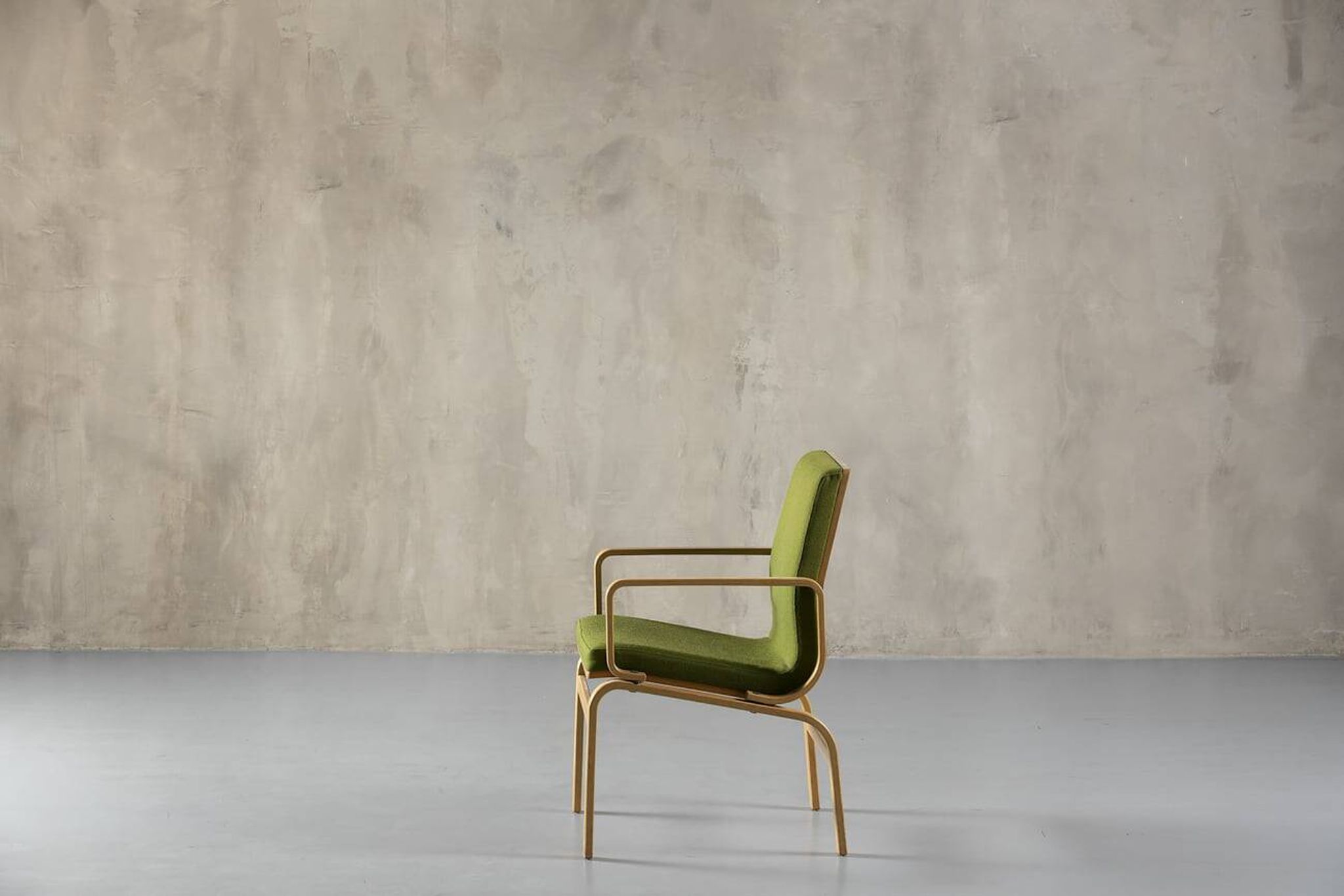 Bentwood chair in green upholstery Bill Stephens style, Denmark, 1970s