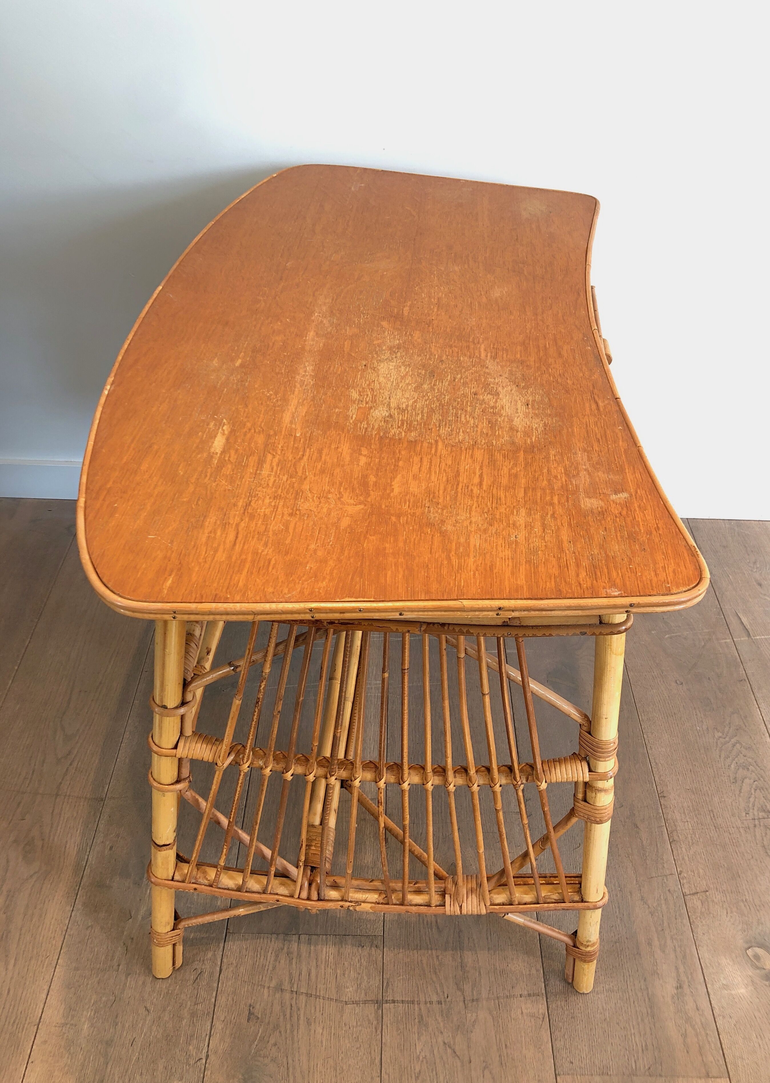 Rattan desk around 1970