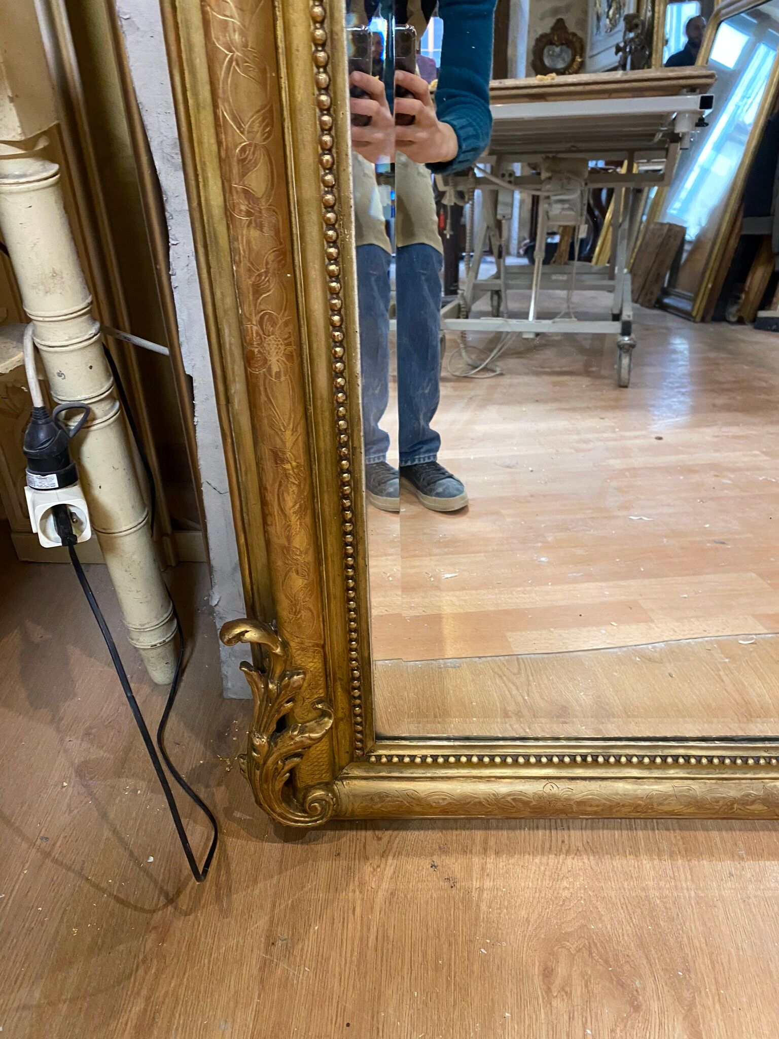 Golden mirror Napoleon III 190x113cm