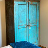 Vintage Metal & Wood Wardrobe